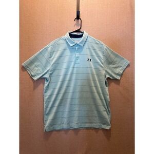 Under Armour Polo Men's XL Heatgear Mint Green Striped